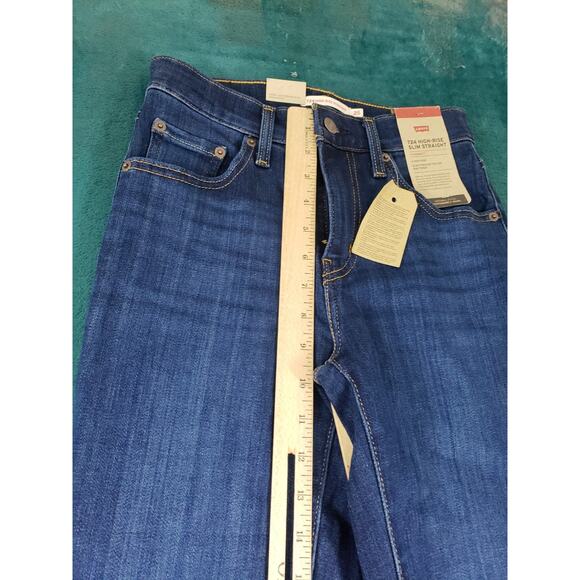 Levis 724 Jeans Size 0 Short Womens Blue Pants Stretch High Rise Straight NWT - Picture 10 of 16